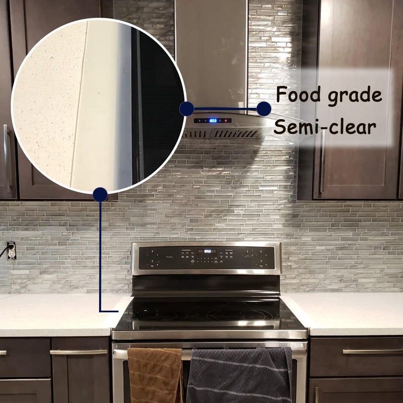 HELESIN Silicone Gap Covers, (2 PCS) Silicone Stove Gap filler Stopper Kitchen Stove Gap Covers - Flexible Stove Counter Gap Cover, Food Grade (21 Inches, Semi Clear) - Image 4